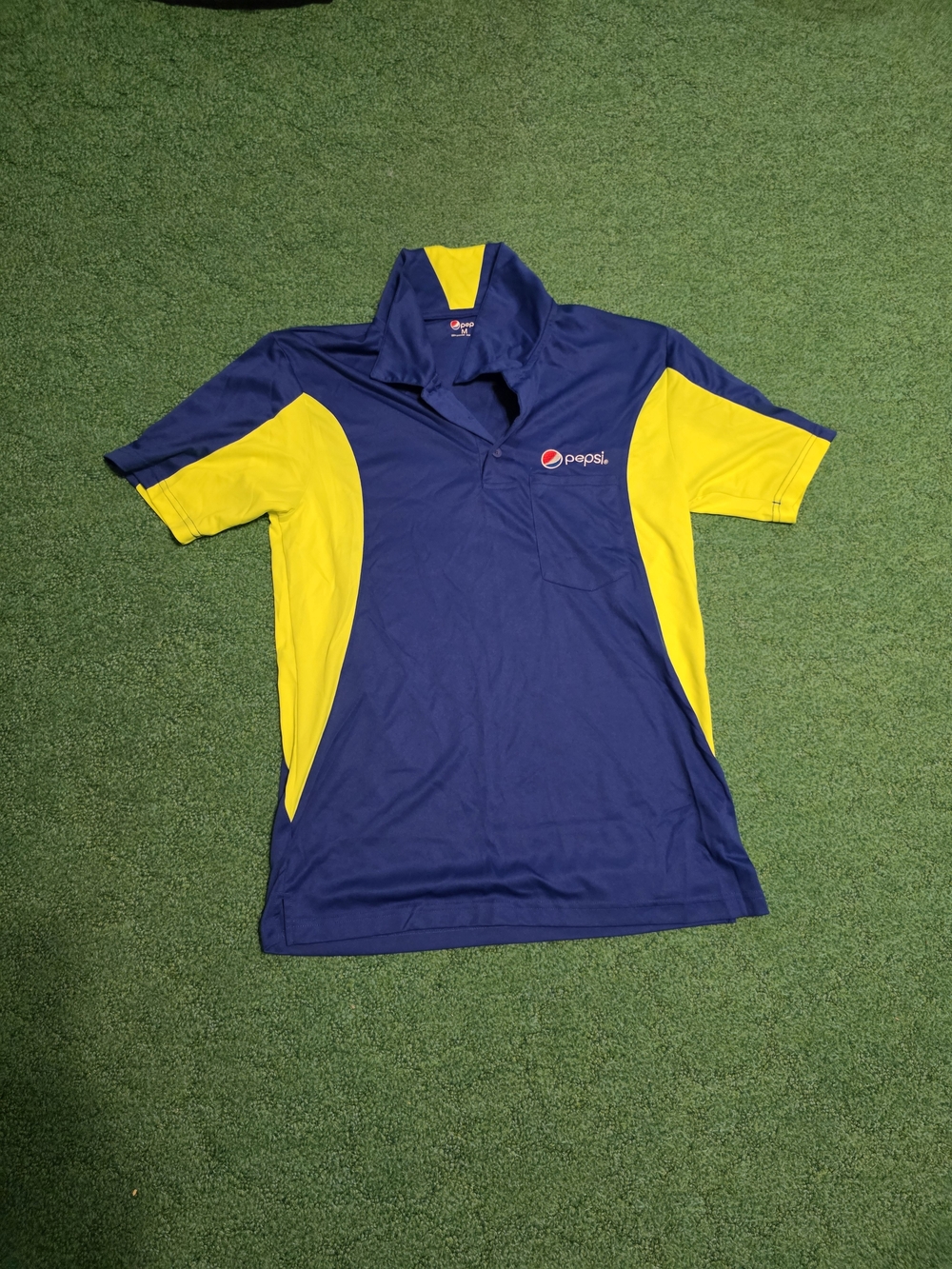 Pepsi Branded Navy Blue and Yellow Polo Shirt